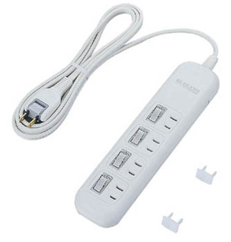 ELECOM 独立スイッチ付防火タップ 2P4口 2.5m ホワイト T-F5425WH