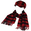 Buffalo Plaid Newsboy Cabbie Hat Scarf Wrap Set Red