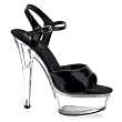 6 Inch Sexy Black Shoe High Heel Platform Sandal Shoes Black / Clear