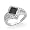 Platinum Plated Sterling Silver Round Diamond Black And White Sqaure Fashion Ring (1/4 cttw)