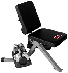 Bayou Fitness Adjustable Dumbbell Bench with Dumbbells (Two 25-Pounds)