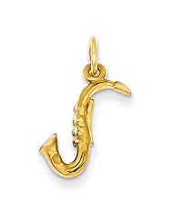 14k Yellow Gold 3-D Saxophone Musical Charm Pendant