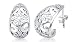 Flower Design J-Hoop Earrings Sterling Silver