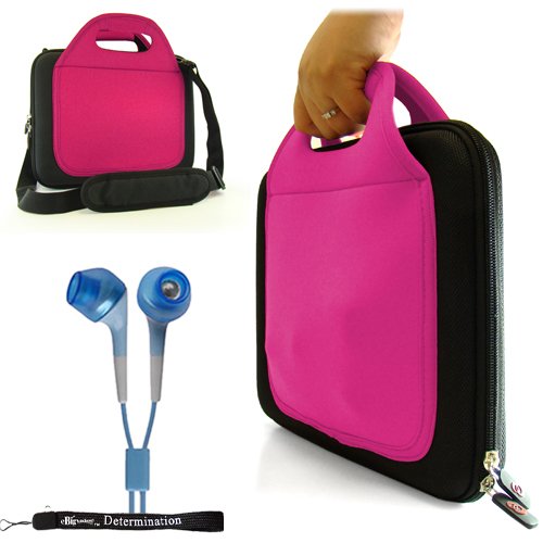 Sony DVPFX950 9-Inch Portable DVD Player Hard Nylon Cube Carrying Travel Case with Extra Pocket for Accessories + Includes a eBigValue (TM) Determination Hand Strap Key Chain + Includes a Crystal Clear High Quality HD Noise Filter Earbuds Earphones Headph