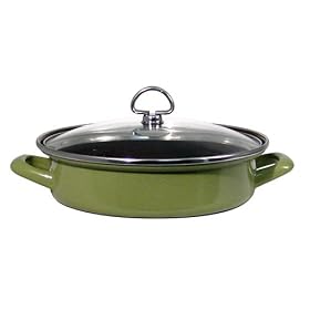 Chantal Enamel-On-Steel 3 Quart Saute & Serve with Tempered Glass Lid, Glossy Garden Green