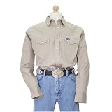 WranglerMen'sCowboyCutWorkWesternLongSleeveShirt,Khaki,Medium