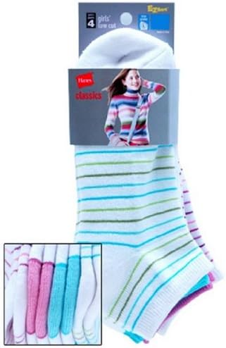 Hanes Girls Large Multicolor Low Cut Socks-4 Pair Pack