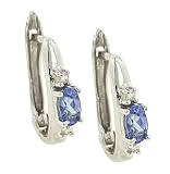 Oval Tanzanite (.51ct) & Round Diamond(.06ct) Earrings
