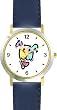 Multicolor Dog - WATCHBUDDY&reg; DELUXE TWO-TONE THEME WATCH - Arabic Numbers - Blue Leather Strap-Women's Size-Small