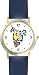 Multicolor Dog - WATCHBUDDY&reg; DELUXE TWO-TONE THEME WATCH - Arabic Numbers - Blue Leather Strap-Women's Size-Small