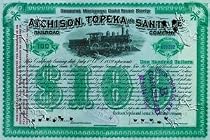 Art Poster Print - Atchison, Topeka and Santa Fe Stock Certificate - Artist: unknown- Poster Size: 19 X 28