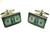 US One Dollar Cash Bill Cufflinks w/Gift Box