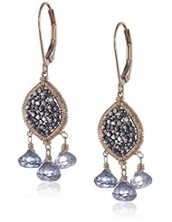 Dana Kellin Oxidized Sterling Silver and Blue Quartz Mosaic Earrings