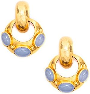 Julie Vos 24K Gold Milano Clip On Chalcedony Blue Earring Accessory
