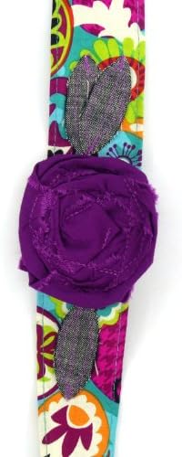 Women's or Girl's Vintage Headband, Hip, Humble, & Happy! Made in America! Multi Color with Flowers and Leaf Pattern. Crayons Gone Crazy with Purple Flower