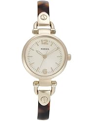 Fossil Georgia Three Hand Stainless Steel And Resin Watch - Tort Es3336
