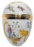 Handpainted Large Enamel Egg: Chinoiserie