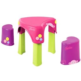 Children's Furniture: Barbie Creative Play Table with 2 Chairs by Faro