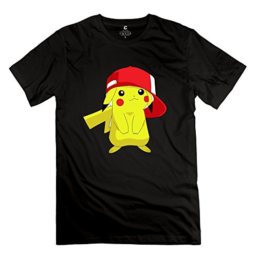 Male Pokemon Pikachu Custom Retro Black T-Shirts By Mjensen
