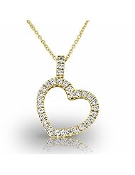 14KT Yellow Gold Beautiful Round Brilliant Diamond Heart Shaped Pendant. 3/4 CTW