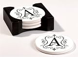 Monogram Round Absorbent Coaster - A