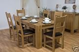 Solid Oak Kitchen/Dining Table with Six Oak and Leather Chairs