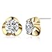 SBLING 18K Gold Plated Cubic Zirconia Stud Earrings (6.5cttw)