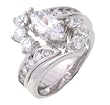 SilverBin Sterling Silver Bridal Set Bypass Style Marquis Cut Ring with Cluster CZ Accents