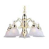 Sea Gull Lighting 31051-02 Canterbury Five-Light Chandelier, Polished Brass Finish with Satin Etched Glass