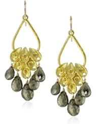 Devon Leigh "Bold Gold" Pyrite Cluster Gold Tone Pendant Necklace Earrings
