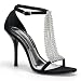 4 Inch Women's Sexy Strappy Sandals Shoes High Heel With Rhinestones Black Nubuck
