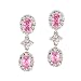 Oval Drop C.Z. Pink Sapphire Diamond Sterling Silver Earrings