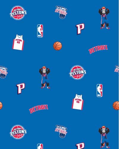 NBA Detroit Pistons Basketball Blue Print Fleece Fabric