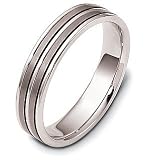 5mm Wide Titanium & 18 Karat White Gold Double Strip Wedding Band Ring