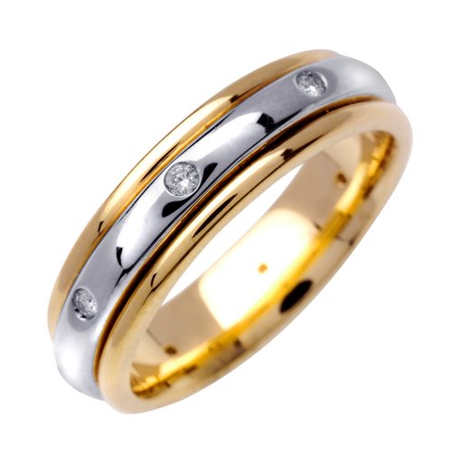 Elegant Diamond Wedding Bands With Comfort Fit 14K Two-tone Gold Can Also Be Made In Platinum or Other Colors 18K And 24K Is Also Available 6mm tw SI1 Clearity and H or I Color