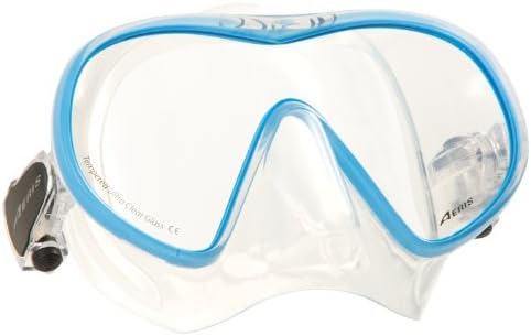 New Aeris Mini Origin Scuba Diving & Snorkeling Mask with Low Volume and Lightweight Frame (Light Blue Frame/Clear Skirt)