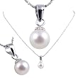 Freshwater Cultured Round Shape 6-6.5mm White Pearl Pendant, 16" Sterling Silver 1MM Cable Chain