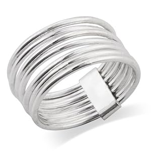 925 Sterling Silver 7 Day 7 Band Stacked Ring - Size 6