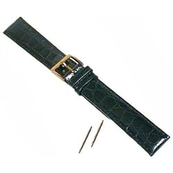 Watch Band X-Long Crocodile Grain Leather Black 18mm