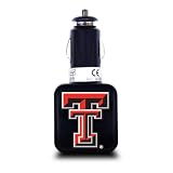 NCAA Texas Tech Red Raiders Dual USB Car Charger with USB Charge/Sync Cable for Apple iPhone, iPod, and iPad