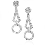 14K White Gold Diamond Retro Earrings
