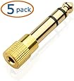 Cable Matters 5-Pack, Gold Plated 6.3mm (1/4 inch) to 3.5 mm Male to Female Stereo Adapter