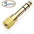 Cable Matters 5-Pack, Gold Plated 6.3mm (1/4 inch) to 3.5 mm Male to Female Stereo Adapter