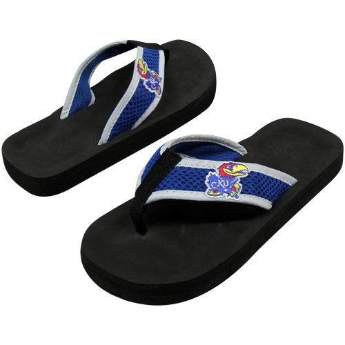 Kansas Jayhawks Unisex Basic Flip Flops - Black-Royal Blue (Small)