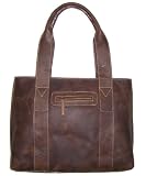 Geschenk-Set Postkarte und Greenland NATURE Damen-Tasche Shopper Leder-Handtasche aus Rindleder in dunkel-braun