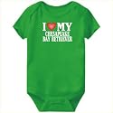Baby Bodysuit Green " I LOVE Chesapeake Bay Retriever " Dogs 12 - 18 Months