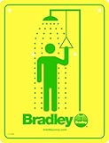Bradley 114-050 Drench Safety Shower Sign, Yellow