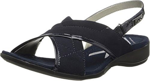 AK Anne Klein Sport Women's Kachine Fabric Wedge Sandal,Navy,8 M US