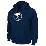 NHL Men's Buffalo Sabres Alternate Logo Felt Tek Patch Long Sleeve Hooded Fleece Pullover (Athletic Navy, X-Large)