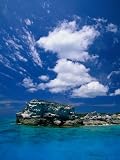 Electric Blue Water Surrounds Conception Island, Near Long Island, Bahamas Photographic Poster Print by Greg Johnston, 12x16
